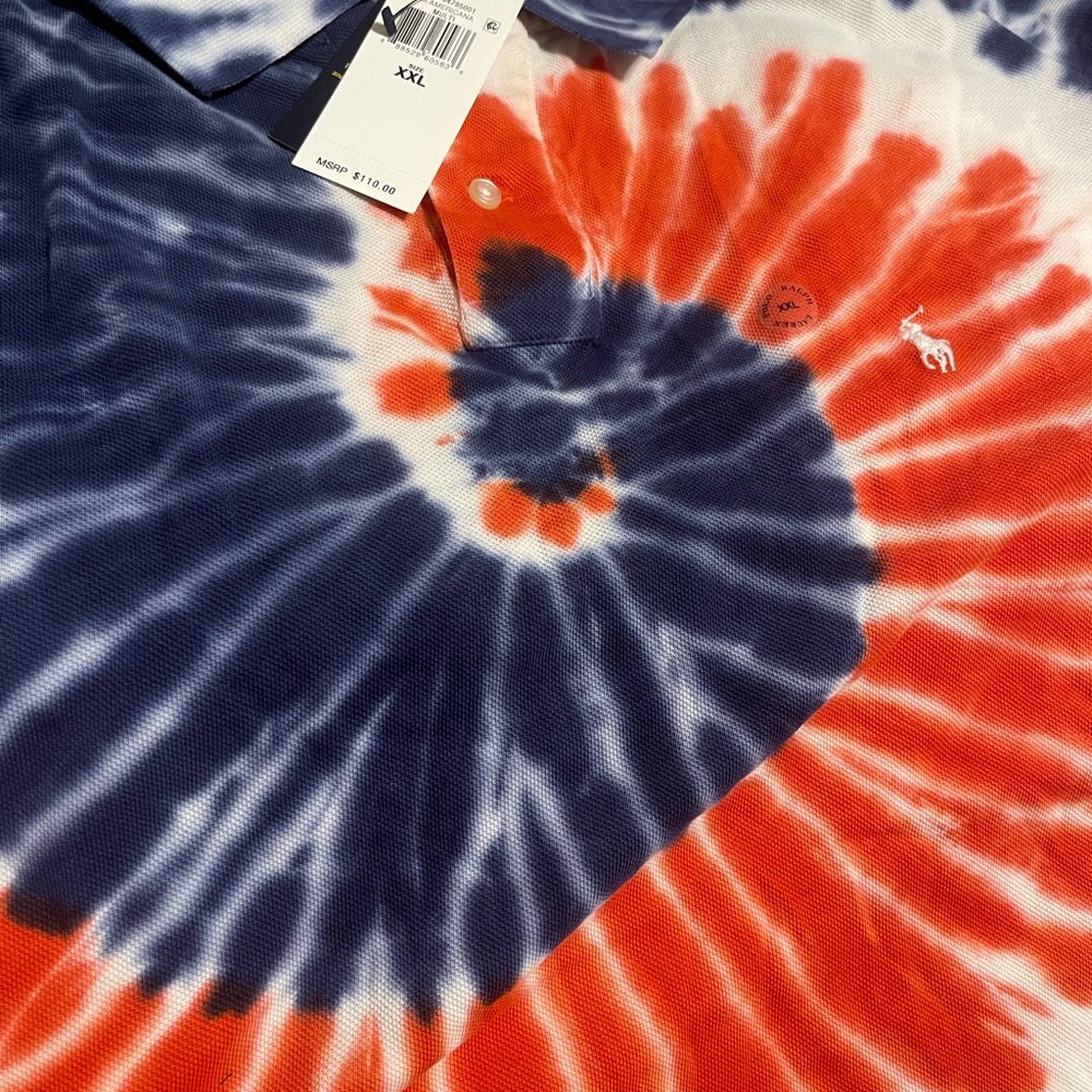 Red white blue tie-dye polo Ralph Lauren short sleeve shirt